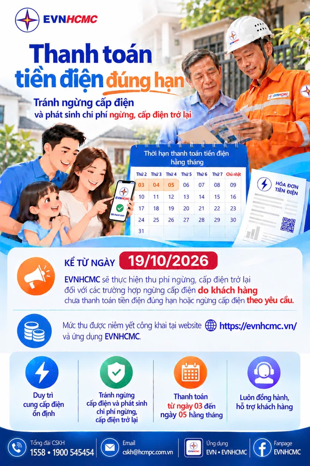 EVNHCMC ban h&agrave;nh đơn gi&aacute; ngừng, cấp điện trở lại- Ảnh 1.