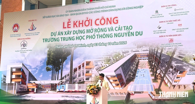 TP.HCM khởi c&ocirc;ng mở rộng v&agrave; cải tạo Trường THPT Nguyễn Du hơn 136 tỉ đồng - Ảnh 1.