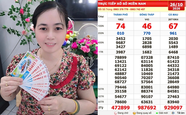 Xổ số miền Nam ngày 26 tháng 10: Tin vui cho khách mua dãy 454677 đài TP.HCM - Ảnh 1.