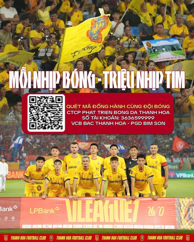 CLB Thanh Hóa công khai mã QR, kêu gọi người dân ủng hộ tiền giúp đội bóng- Ảnh 1.