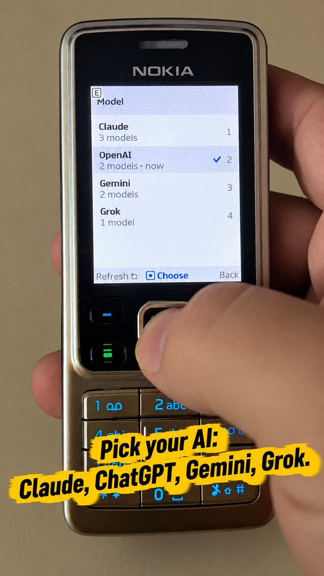 Điện thoại Nokia 6300 đời cũ bất ngờ chạy được ChatGPT, Claude, Gemini và Grok - Ảnh 1.