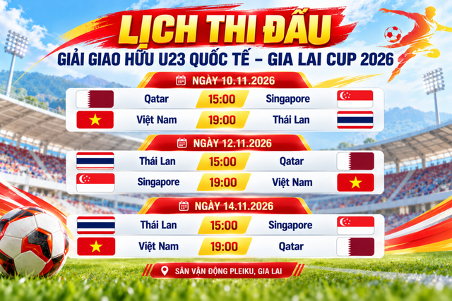 Lịch thi đấu cụ thể Gia Lai Cup, các kênh phát: U.23 Việt Nam gặp U.23 Thái Lan, U.23 Qatar giờ đẹp- Ảnh 1.