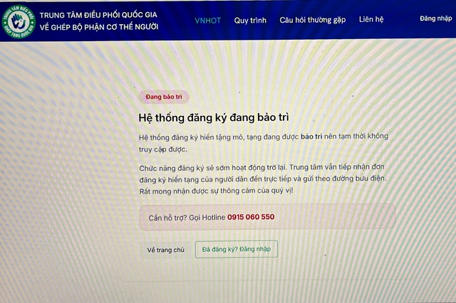 Hệ thống đăng ký hiến tạng bất ngờ dừng truy cập - Ảnh 1.