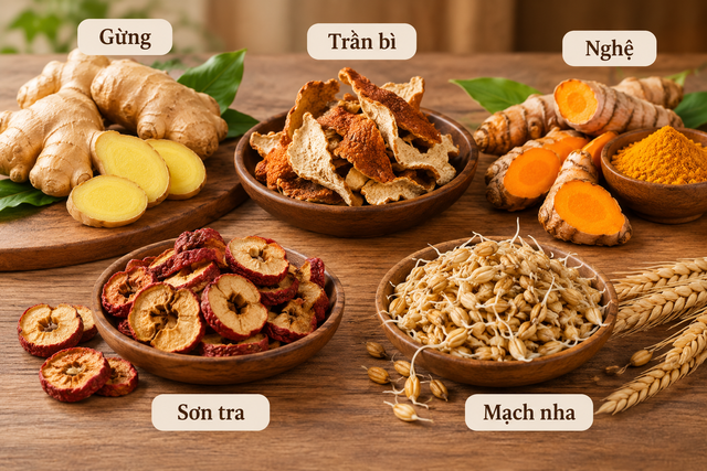 Ăn nhiều thịt, cơm xôi bị đầy bụng: Vỏ quýt, gừng hỗ trợ tiêu hóa ra sao? - Ảnh 1.