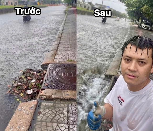 Bị nói 'đồ thần kinh', nam thanh niên vẫn dầm mưa làm điều này…- Ảnh 1.