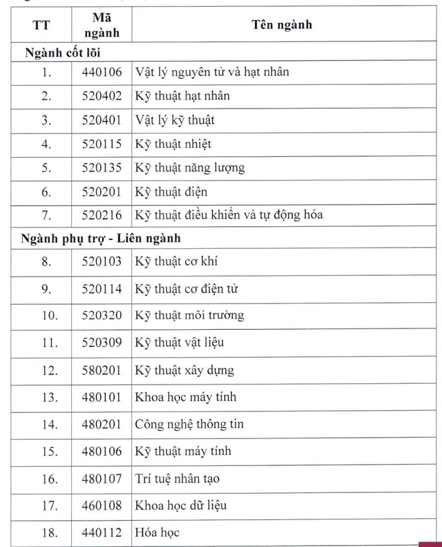 22 ngành khi tốt nghiệp có phụ lục văn bằng ghi chú ‘điện hạt nhân’ - Ảnh 2.