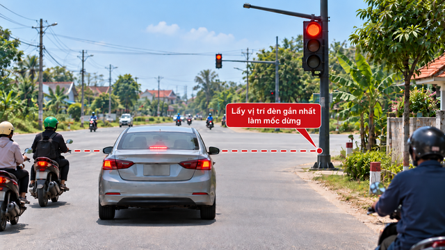 Đèn đỏ nhưng đường không có vạch dừng, ô tô phải dừng ở đâu mới đúng luật? - Ảnh 1.