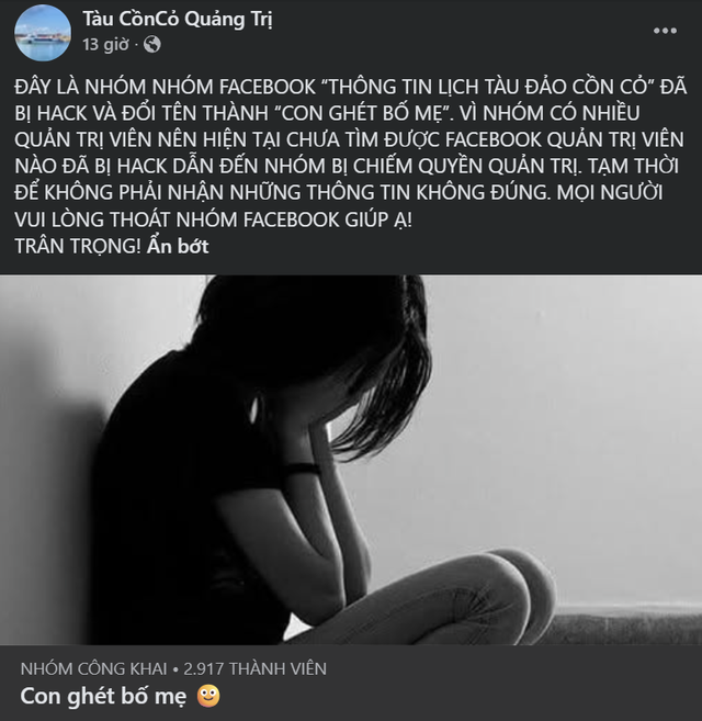 Nhóm thông báo lịch trình đi đảo Cồn Cỏ bị đổi tên thành 'Con ghét bố mẹ'- Ảnh 1.