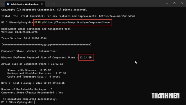 Một c&acirc;u lệnh Windows gi&uacute;p giải ph&oacute;ng 10 GB dung lượng ổ cứng - Ảnh 2.
