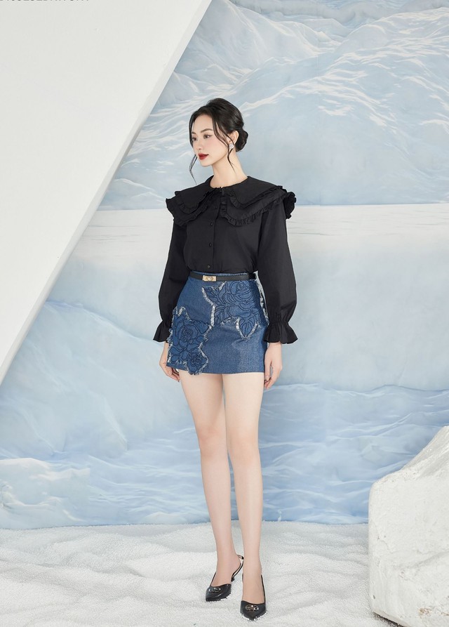 Áo blouse tay bồng sánh đôi váy chữ A đẹp chuẩn quý cô - Ảnh 7.