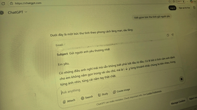 Ng&agrave;y Valentine: T&igrave;nh y&ecirc;u thời AI c&oacute; ChatGPT viết thư t&igrave;nh sẽ l&agrave;m mất cảm x&uacute;c thật? - Ảnh 1.