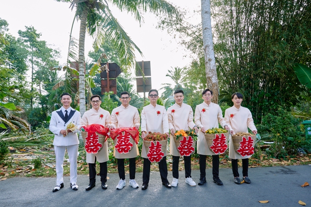 Đ&aacute;m cưới &ldquo;đậm chất miền T&acirc;y&rdquo;: cổng l&aacute; dừa, qu&agrave; cưới 1 tấn tr&aacute;i ngọt vườn nh&agrave; - Ảnh 3.