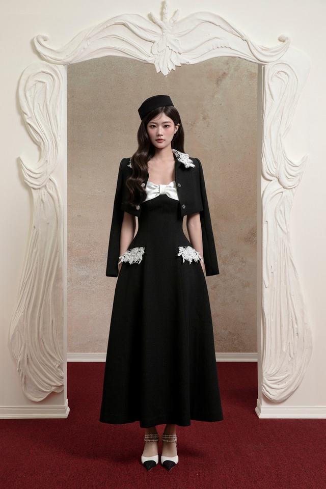 Phối áo khoác ngắn và váy dài đi chúc tết đầu năm- Ảnh 3.