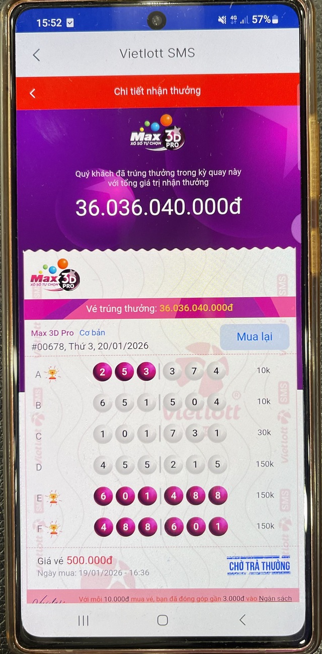 S&aacute;t Tết Nguy&ecirc;n đ&aacute;n, một người đ&agrave;n &ocirc;ng TP.HCM tr&uacute;ng 120 giải Vietlott hơn 36 tỉ đồng - Ảnh 2.