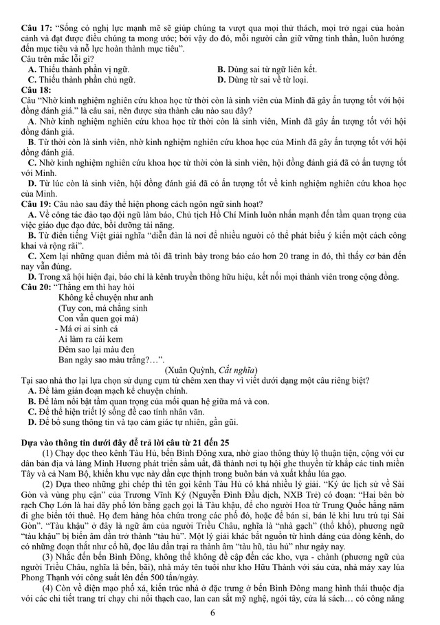 Đề thi mẫu đ&aacute;nh gi&aacute; năng lực ĐH Quốc gia TP.HCM 2026 - Ảnh 6.