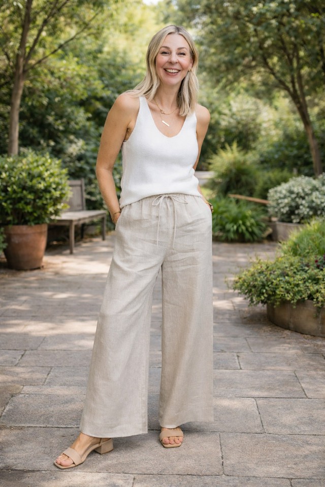 'Giải nhiệt' ngày nắng với quần linen và áo không tay- Ảnh 2. 'Giải nhiệt' ngày nắng với quần linen và áo không tay- Ảnh 2.