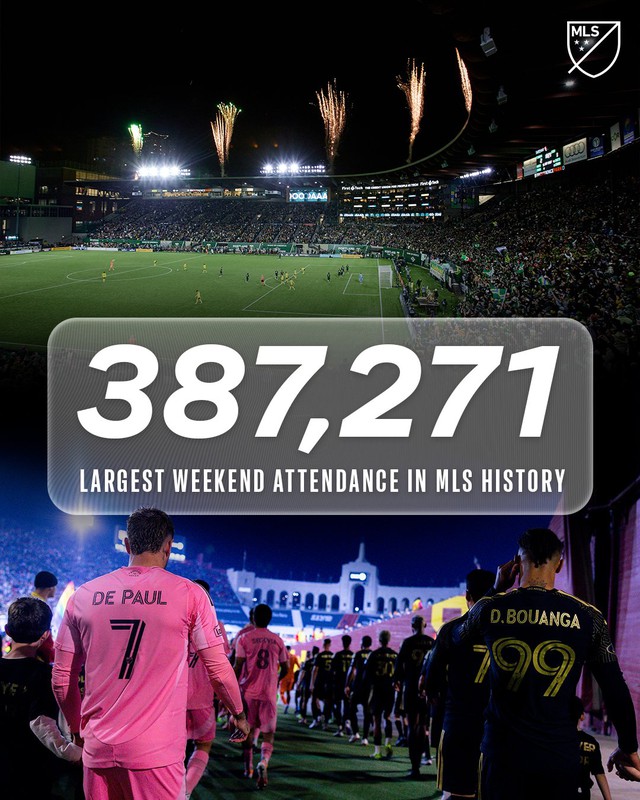 Messi giúp MLS tạo kỷ lục ‘cực khủng’ về khán giả, thiết lập cột mốc lịch sử- Ảnh 1. Messi giúp MLS tạo kỷ lục ‘cực khủng’ về khán giả, thiết lập cột mốc lịch sử- Ảnh 1.