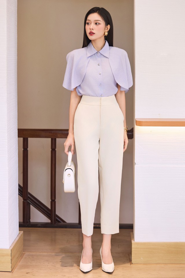 Áo blouse sánh đôi cùng quần baggy, tối giản mà vẫn sành điệu- Ảnh 6.