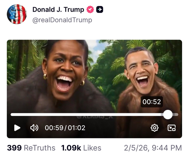 Đảng cộng h&ograve;a chỉ tr&iacute;ch video ph&acirc;n biệt chủng tộc của Donald Trump Về vợ chồng Obama - Ảnh 1.