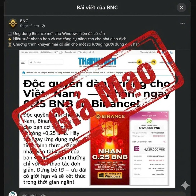 Cảnh b&aacute;o t&agrave;i khoản Facebook mạo danh B&aacute;o Thanh Ni&ecirc;n để quảng b&aacute; tiền ảo- Ảnh 1.