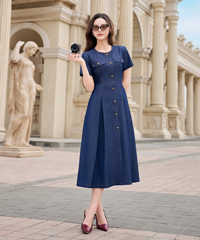 Nâng tầm phong cách đi làm, đi tiệc từ những kiểu váy midi sang trọng- Ảnh 8. Nâng tầm phong cách đi làm, đi tiệc từ những kiểu váy midi sang trọng- Ảnh 8.