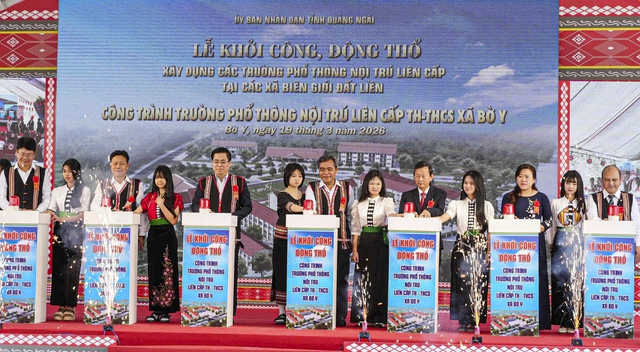 Khởi c&ocirc;ng 5 trường nội tr&uacute; ở bi&ecirc;n giới Quảng Ng&atilde;i, tổng vốn hơn 1.100 tỉ đồng - Ảnh 1.