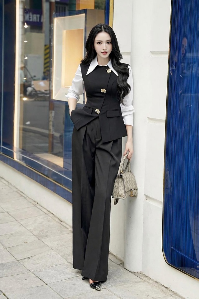 Phối áo sơ mi cùng gile, công thức 'vàng' cho phong cách thanh lịch- Ảnh 1.