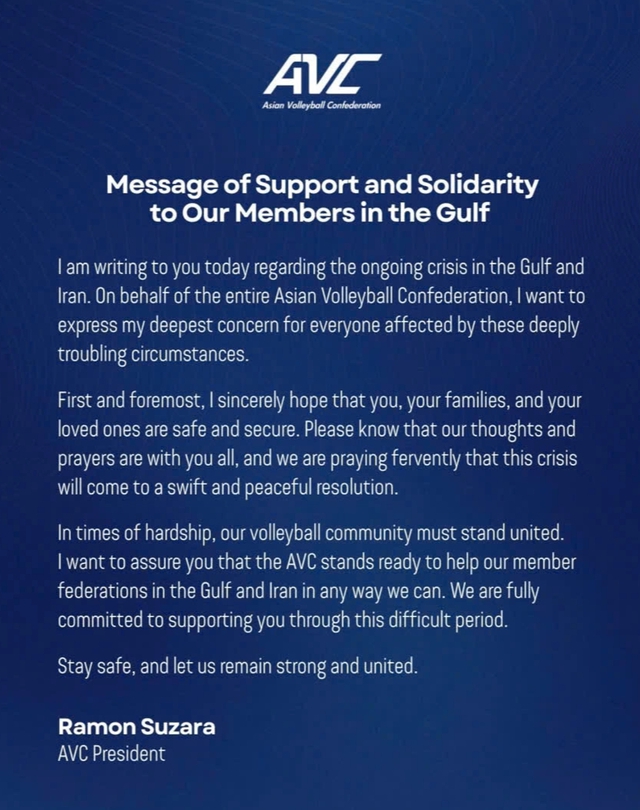Chủ tịch AVC gửi thư chia buồn sau vụ 20 nữ VĐV b&oacute;ng chuyền Iran thiệt mạng v&igrave; kh&ocirc;ng k&iacute;ch- Ảnh 1.