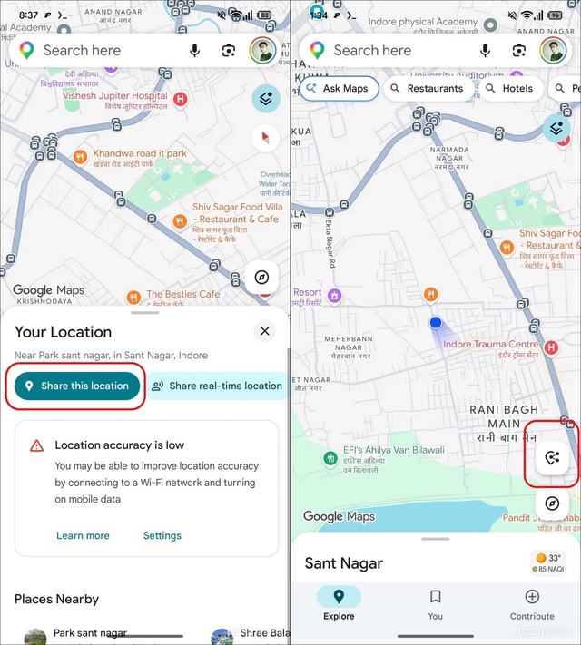 Google Maps thử nghiệm n&uacute;t bấm mới gi&uacute;p gửi vị tr&iacute; cực nhanh - Ảnh 1.
