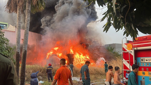 Ch&aacute;y b&atilde;i phế liệu ni l&ocirc;ng, cột kh&oacute;i đen phủ k&iacute;n khu d&acirc;n cư ở TP.HCM- Ảnh 2.