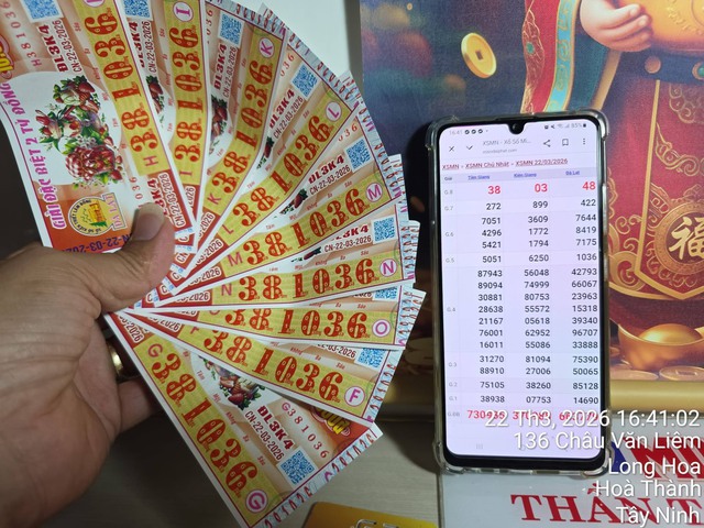 Xổ số miền Nam ngày 22 tháng 3: Trùng hợp 2 dãy số cùng trúng 2 giải- Ảnh 1. Xổ số miền Nam ngày 22 tháng 3: Trùng hợp 2 dãy số cùng trúng 2 giải- Ảnh 1.