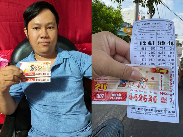 Ngồi uống c&agrave; ph&ecirc; được mời mua, 2 kh&aacute;ch TP.HCM tr&uacute;ng độc đắc xổ số miền Nam - Ảnh 1.