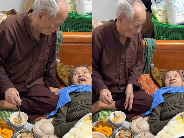 Lan tỏa tr&ecirc;n mạng x&atilde; hội: Cụ &ocirc;ng U.100 b&oacute;n cơm cho vợ - Ảnh 1.