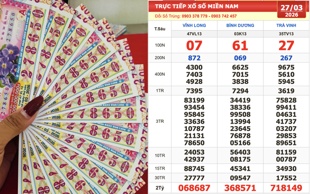 Xổ số miền Nam ng&agrave;y 27 th&aacute;ng 3: Nhiều người vừa tr&uacute;ng số đ&agrave;i Vĩnh Long - Ảnh 1.