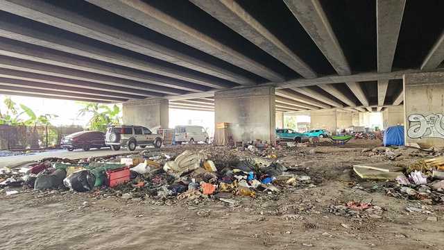 Rác bủa vây, đốt rác gây mất an toàn dưới chân cầu Phú Mỹ - Ảnh 6.