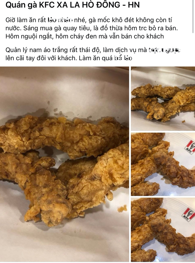 Bị tố bán gà mốc, quản lý cãi tay đôi với khách: KFC nói gì? - Ảnh 1.