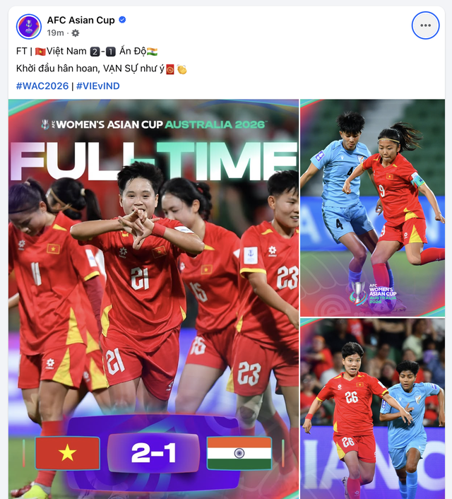 AFC viết qu&aacute; hay: &lsquo;Đội tuyển nữ Việt Nam khởi đầu h&acirc;n hoan, Vạn Sự như &yacute;&rsquo; - Ảnh 2.