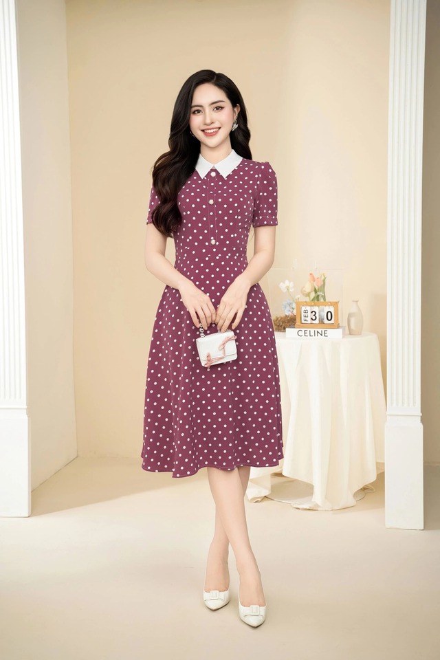 Rạng rỡ với váy họa tiết chấm bi cho những ngày giao mùa - Ảnh 8.