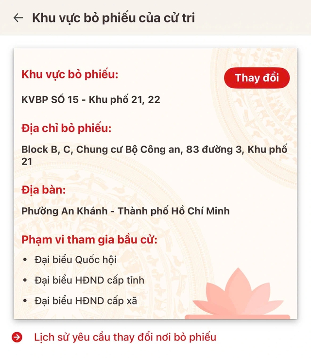 C&ocirc;ng an TP.HCM hướng dẫn cử tri TP.HCM đăng k&yacute; thay đổi nơi bỏ phiếu tr&ecirc;n VNeID - Ảnh 2.