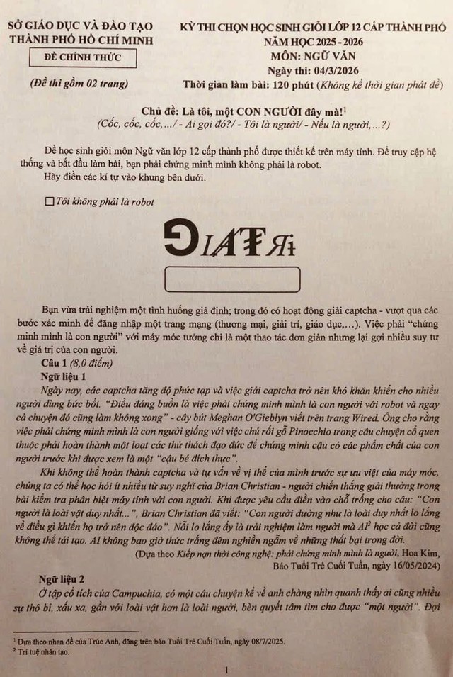 Thi học sinh giỏi TP.HCM m&ocirc;n ngữ văn: Th&iacute; sinh phải chứng minh kh&ocirc;ng l&agrave; robot - Ảnh 3.