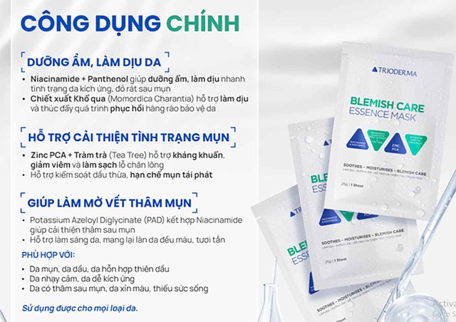 Hướng dẫn sử dụng mặt nạ Trioderma Blemish Care Essence Mask da cải thiện sau 1 đ&ecirc;m - Ảnh 2.