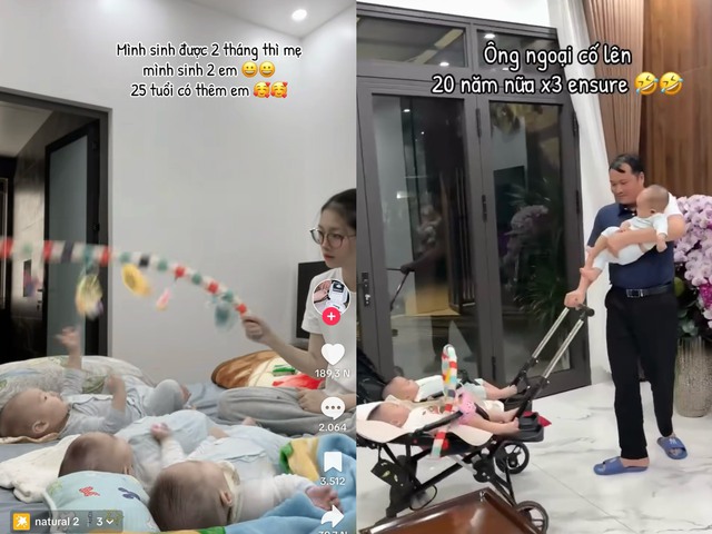 Mẹ sinh đ&ocirc;i khi con g&aacute;i sinh con đầu l&ograve;ng, cả nh&agrave; tất bật chăm 3 b&eacute;  - Ảnh 1.