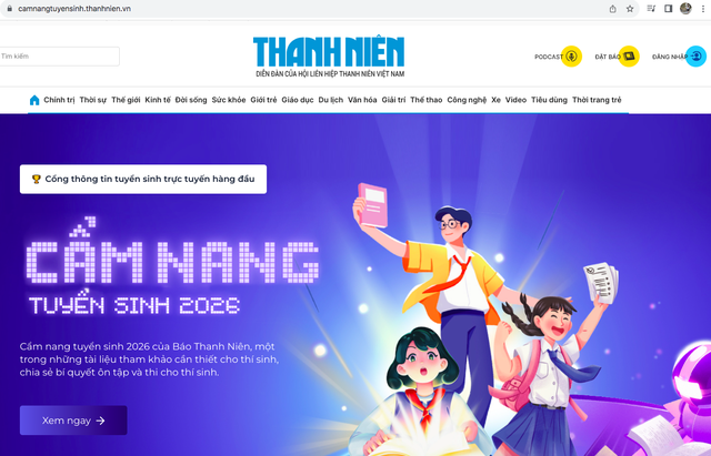 Mời bạn đọc Cẩm nang tuyển sinh 2026 điện tử tr&ecirc;n thanhnien.vn - Ảnh 1.