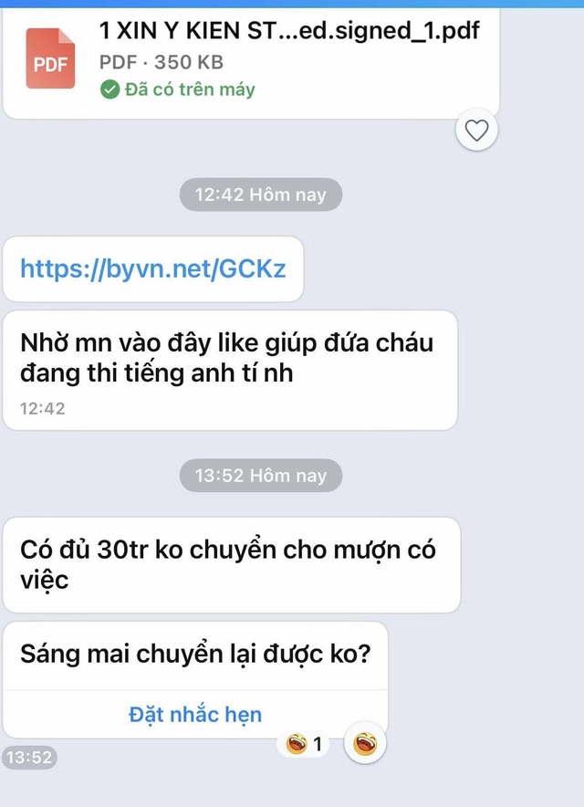 Nhiều lãnh đạo ở Cà Mau bị hack tài khoản Zalo- Ảnh 2. Nhiều lãnh đạo ở Cà Mau bị hack tài khoản Zalo- Ảnh 2.