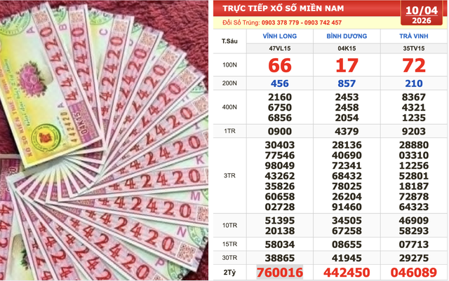 Xổ số miền Nam ng&agrave;y 10 th&aacute;ng 4: Người tr&uacute;ng số đ&agrave;i B&igrave;nh Dương l&atilde;nh tiền ngay- Ảnh 1.