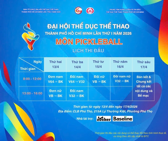 H&agrave;o hứng tranh t&agrave;i giải pickleball Đại hội TDTT TP.HCM 2026- Ảnh 3.