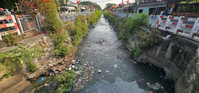 Sau phản ánh, kênh 19 Tháng 5 cắt tỉa cây dại nhưng rác thải vẫn còn - Ảnh 1.