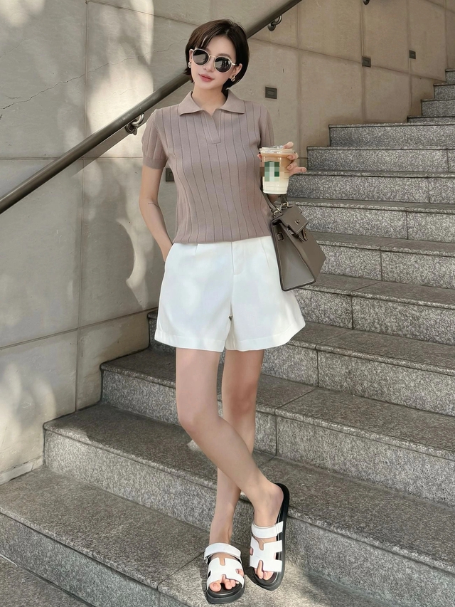 Cá tính xuống phố cùng quần shorts trắng- Ảnh 3.