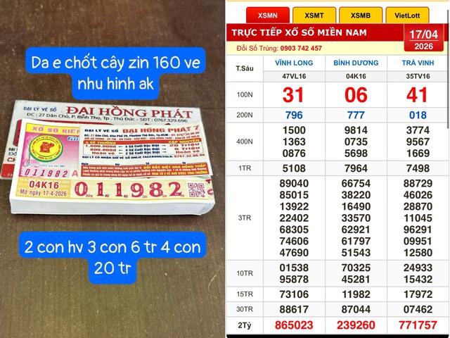 Xổ số miền Nam ng&agrave;y 17 th&aacute;ng 4: Một người vừa tr&uacute;ng 2,4 tỉ đ&agrave;i B&igrave;nh Dương - Ảnh 1.