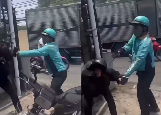 Xử l&yacute; t&agrave;i xế xe &ocirc;m c&ocirc;ng nghệ d&ugrave;ng gậy kim loại đ&aacute;nh người sau va chạm - Ảnh 1.